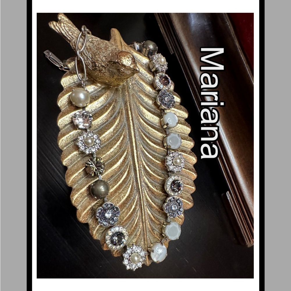 MARIANA Silver Gray Ivory Bracelet Featuring Pearls, Stones & Swarovski Glitz